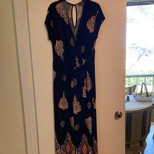 Luxology Black Maxi Dress with Paisley Print